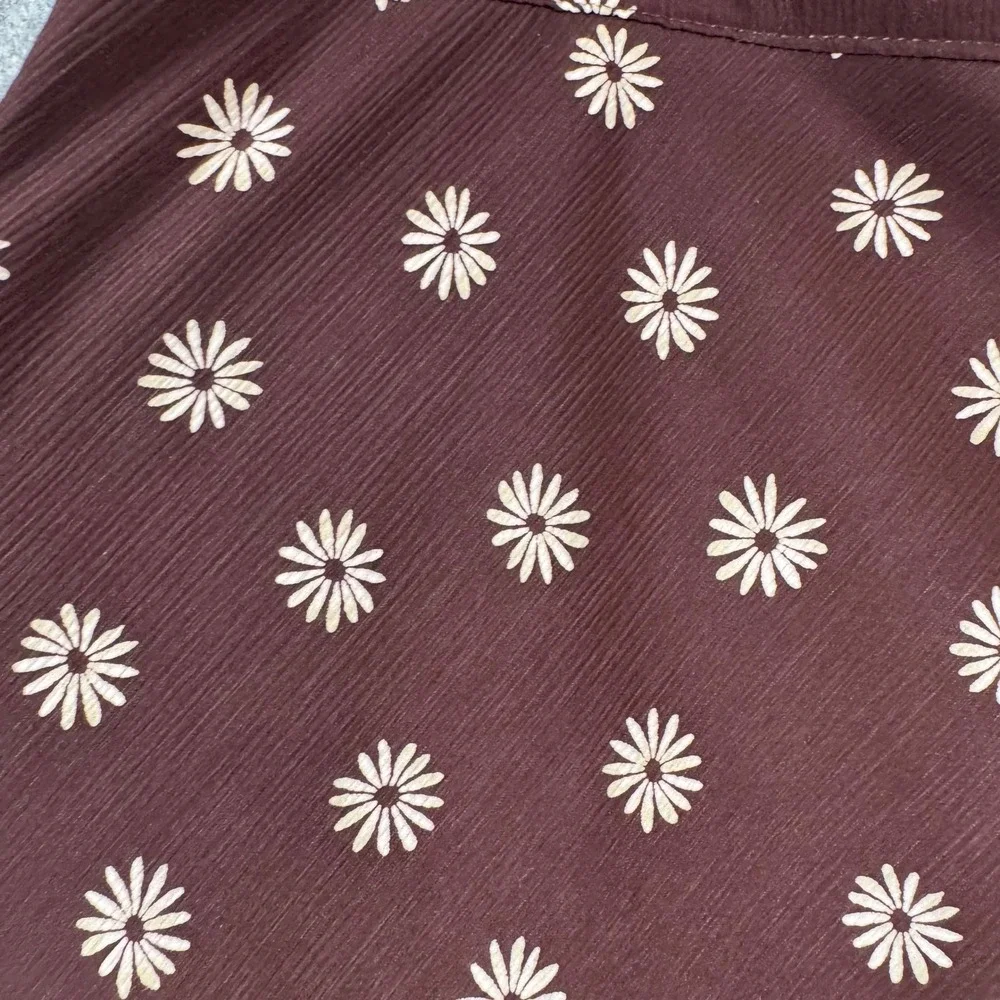 Vtg Retro Cottagecore Midi Skirt Womens 12 Brown Daisy Floral Feminine Modest